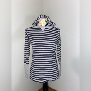 Y2K Calvin Klein striped long sleeve w/ hoodie. Size: S.